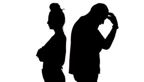 17.03.2016., Zagreb - Siluete zene i muskarca u interakciji. Photo: Davor Puklavec/PIXSELL