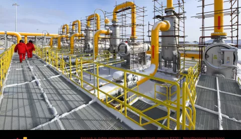 CHINA-HEI LONGJIANG-RUSSIA-EAST-ROUTE NATURAL GAS PIPELINE-OPERATION (CN) (191202) -- HEIHE, Dec. 2, 2019 (Xinhua) -- Staff members inspect the gas-distributing and compressing station of the China-Russia east-route natural gas pipeline in the city of Heihe, the first stop after the Russia-supplied natural gas enters China, northeast China's Heilongjiang Province, Nov. 19, 2019. The China-Russia east-route natural gas pipeline was put into operation on Monday. The pipeline is scheduled to provide China with 5 billion cubic meters of Russian gas in 2020 and the amount is expected to increase to 38 billion cubic meters annually from 2024, under a 30-year contract worth 400 billion U.S. dollars signed between the China National Petroleum Corp (CNPC) and Russian gas giant Gazprom in May 2014.  The cross-border gas pipeline has a 3,000-km section in Russia and a 5,111-km stretch in China. (Xinhua/Wang Jianwei) Wang Jianwei Photo: XINHUA/PIXSELL