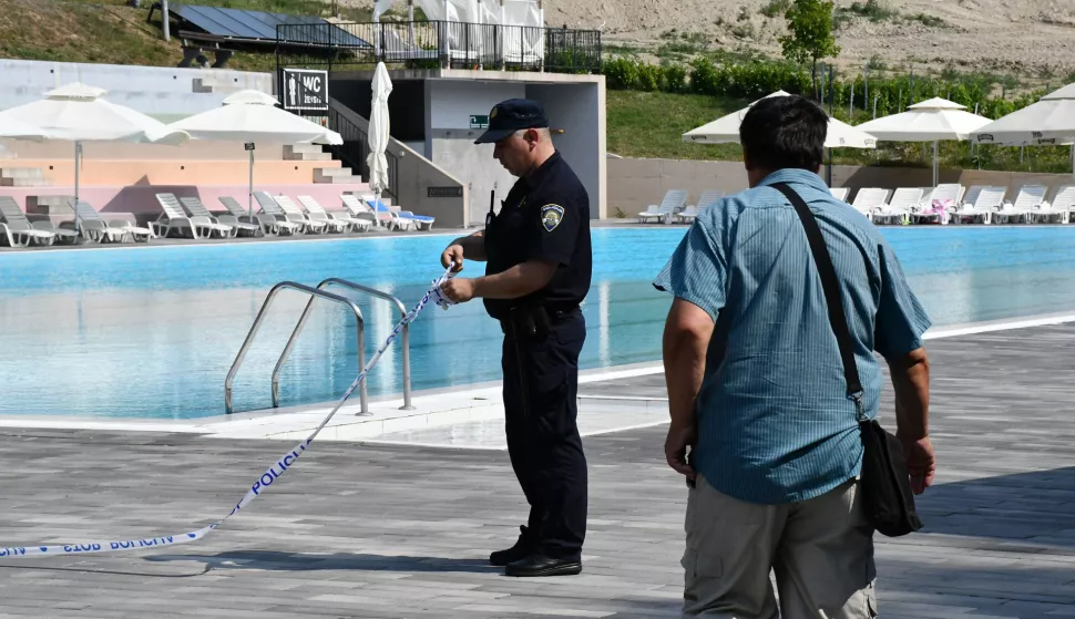 18.07.2024., Velika - U mjestu Velika na bazenima doslo je do utapljanja djeteta. Ocevid je u tijeku. Photo: Ivica Galovic/PIXSELL