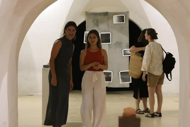 Osijek, 02. 08. 2024, HDLU - Istok galerija Kazamat. Bure baruta 13, otvorenje izložbe. Antonija Magdić, Stella Perica i Nata&scaron;a Takač.snimio GOJKO MITIĆ
