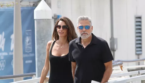 Venice, 80th Venice Film Festival 2023, Day 3 - Giorgio and Amal Clooney arrive at the airport (Photo by Pool Photo Events 02/IPA/Sipa USA) Photo: IPA/SIPA USA