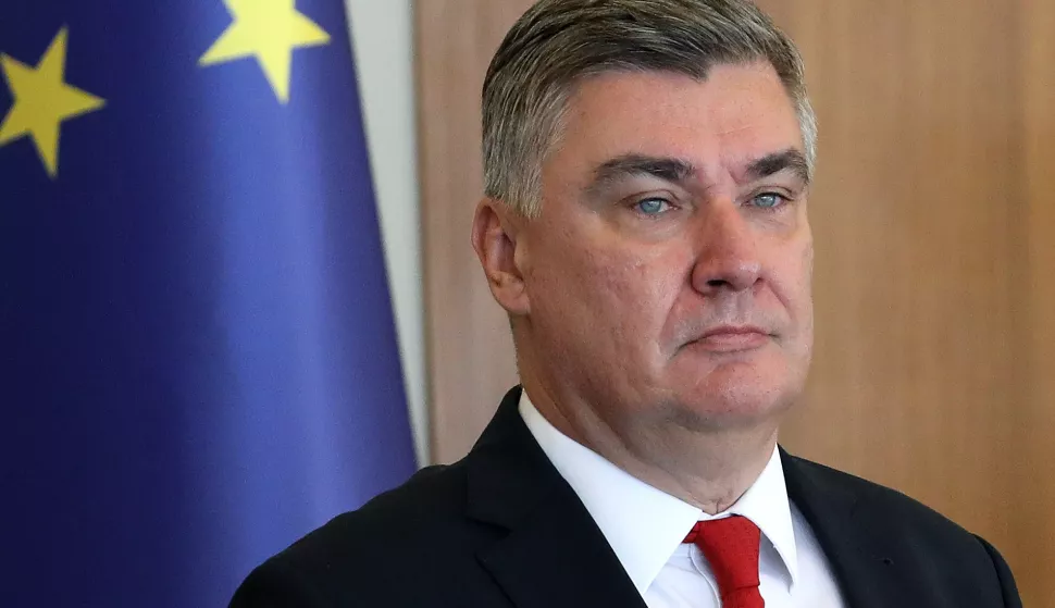 Zagreb, 27.08.2024. - Predsjednik Republike Zoran Milanovi? odlikovao je v.d. ravnatelja Sigurnosno-obavje?tajne agencije Danijela Marki?a Redom kneza Branimira s ogrlicom, za osobite zasluge ste?ene u promicanju me?unarodnog polo?aja i ugleda Republike Hrvatske i njezina odnosa s drugim dr?avama na podru?ju sigurnosno-obavje?tajnog rada. Na fotografiji Zoran Milanovi?. foto HINA/ Lana SLIVAR DOMINI?/ lsd