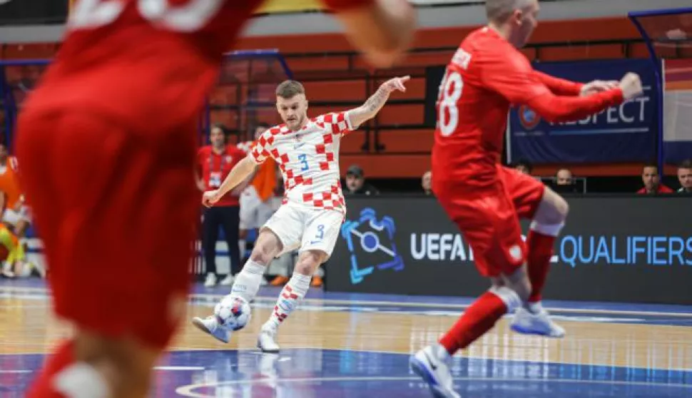 16.04.2024., KC Drazen Petrovic, Zagreb - Druga utakmica dodatnih kvalifikacija za plasman na Svjetsko prvenstvo u futsalu, Hrvatska - Poljska. Kristian Cekol Photo: Luka Stanzl/PIXSELL