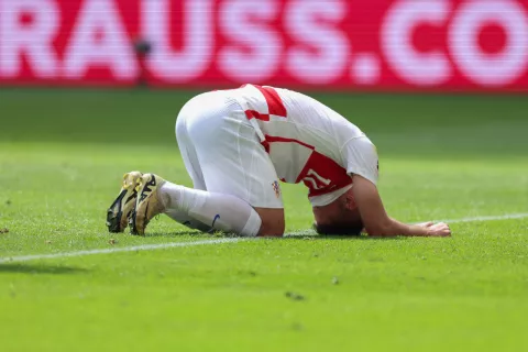 Hamburg, 19.06.2024. - Utakmica 2. kola skupine B nogometnog Europskog prvenstva između Hrvatske i Albanije. Na fotografiji Bruno Petković.foto HINA/ Damir SENČAR/ es