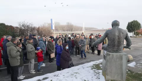 Osijek, 14. 01. 2024., turisticka setnja, Stanko Subotic - vodic, besplatan razgled grada, Gornji grad, Dan medjunarodnog priznanja RHSNIMIO BRUNO JOBST
