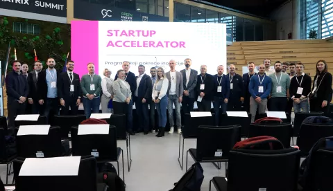 Osijek, 12. 12. 2024, Gospodarski centar, natjecanje najinovativnijih projekata Startup Akcelerator. HAMAG BICRO, natjecatelji.snimio GOJKO MITIĆ