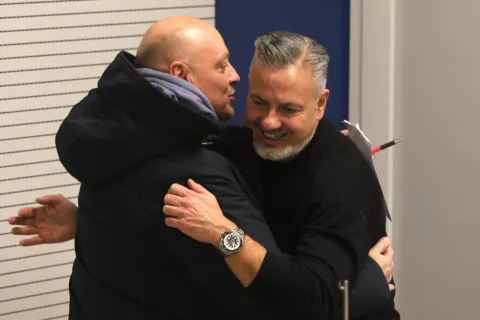 Osijek, 20. 12. 2024, Opus Arena, nogomet, SuperSport HNL 24/25, Osijek - Istra. Press nakon utakmice Jose Botto i Dalibor Keler i oprostio s novinarima..snimio GOJKO MITIĆ