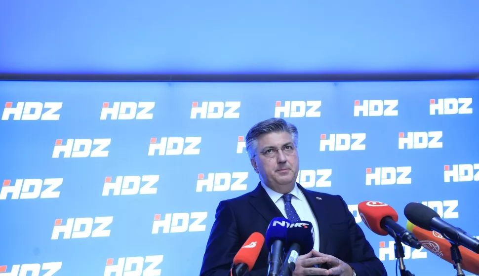 Zagreb.13.1.2025. - Održana je zajednička sjednica predsjedništva i nacionalnog odbora HDZ-a.Na slici izjava Andreja Plenkovića nakon sjednice.foto HINA/ Tomislav Pavlek/ tp