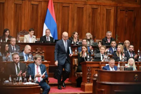 01, May, 2024, Belgrade - The President of the National Assembly, Ana Brnabic, convened the First Special Session of the National Assembly of the Republic of Serbia in the 14th convocation, whose agenda includes the election of the Government and the swearing-in of the President and members of the Government. Milos Vucevic. Photo: Milos Tesic/ATAImages01, maj, 2024, Beograd - Predsednica Narodne skupstine Ana Brnabic sazvala je Prvu posebnu sednicu Narodne skupstine Republike Srbije u Cetrnaestom sazivu na cijem je dnevnom redu tacka - Izbor Vlade i polaganje zakletve predsednika i clanova Vlade. Photo: Milos Tesic/ATAImages Photo: Milos Tesic/ATAImages/PIXSELL