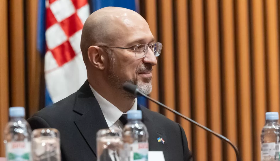 Zagreb, 29.01.2025. - Ukrajinski premijer Denis Šmihal koji je u posjetu Hrvatskoj obratio se zastupnicima Hrvatskog sabora.Na fotografiji Denis Šmihal.foto HINA/ Edvard ŠUŠAK/ es