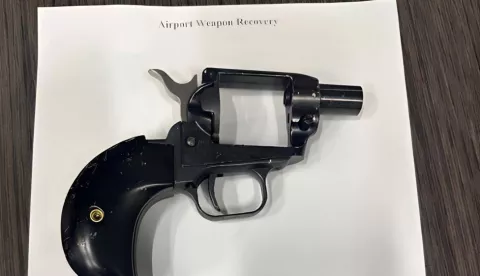 epa10371032 A handout photo made available by the US Transportation Security Administration (TSA) shows a gun recently discovered inside a passenger's gaming console at the TSA security screening area at Hartsfield-Jackson Atlanta International Airport in Atlanta, Georgia, USA, 17 December 2022. TSA authorities report as of 16 December 2022, they have intercepted 6,301 firearms, many loaded, at US airport security checkpoints for the year. TSA said the number is a 10 percent increase from 2021. EPA/TRANSPORTATION SECURITY ADMINISTRATION HANDOUT EDITORIAL USE ONLY NO SALES HANDOUT EDITORIAL USE ONLY/NO SALES