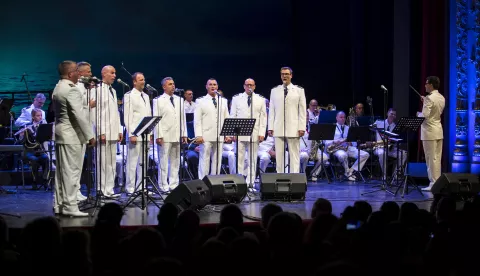 07.10.2019., Split - Koncert nazvan Domovini s ljubavlju kao prvi scenski dogadaj u novoj sezoni HNK Split. Kao gosti na koncertu su nastupili Goran Karan, Djani Stipanicev, Helena Gudelj, Ankica Grossi i klapa Sveti Juraj HRM.rPhoto: Milan Sabic/PIXSELL