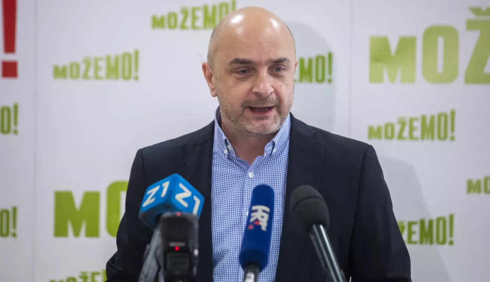 Zagreb, 02.02.2025. - Konferencija za medije stranke Možemo!, na kojoj je zastupnik u Europskom parlamentu Gordan Bosanac govorio o novim prilikama za financiranje priu&scaron;tivog stanovanja u Hrvatskoj i EU. Na fotografiji Gordan Bosanac. foto HINA/ Daniel KASAP/ dk