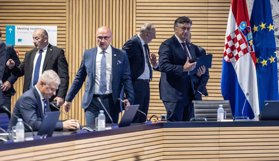Zagreb, 1.8.2024 - 17. sjednica Vlade Republike Hrvatske. Na slici Tomo Medved, Gordan Grlić Radman, Davor Božinović i Andrej Plenković.Foto Hina/ Dario GRZELJ/ dag