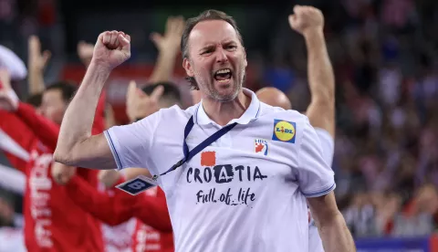 Zagreb, 28.01.2025 - Četvrtfinalni susret Svjetskog prvenstva rukometaša: Hrvatska - Mađarska. Na slici izbornik hrvatske reprezentacije Dagur Sigurdsson.foto HINA/ Damir SENČAR/ ds