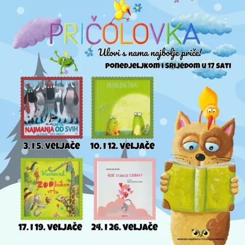 ĐAKOVO - Gradska knjižnica i čitaonica Đakovo i tijekom veljače nastavlja sa svojim tradicionalnim i među djecom dobro prihvaćenim programom pod nazivom "Pričolovka - Ulovi s nama najbolje priče!"2025.