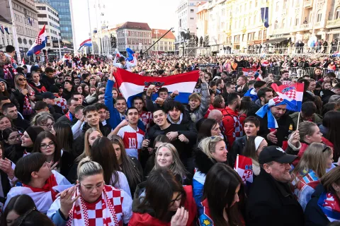 03.02.2025., Zagreb - Svecani docek hrvatske rukometne reprezentacije u Zagrebu nakon osvojenog drugog mjesta na Svjetkom prvenstvu. Photo: Marko Lukunic/PIXSELL