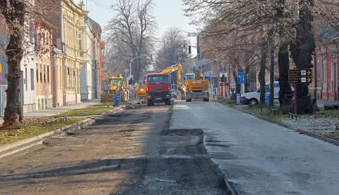 Osijek, 04. 02. 2025., Gundulićeva ulica, Sunčana ulica - Radićeva ulica, zatvoreno za prometSNIMIO BRUNO JOBST