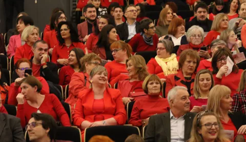 Osijek, 04. 02. 2025, Kulturni centar Osijek, KD Franjo Krežma. Dan crvenih haljina. Koncet. Udruga crebrovaskularnih bolesnika OBŽ CEREBRO Grad Osijek. Akademija za umjetnost i kulturu u Osijeku.snimio GOJKO MITIĆ