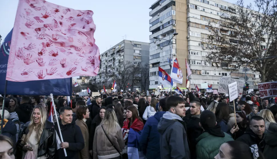 01, February, 2025, Novi Sad - Students have blocked three bridges in Novi Sad, marking three months since the collapse of the overhang at the city's railway station, the atmosphere in the vicinity and on the Freedom Bridge. Photo: F.S./ATAImages01, februar, 2025, Novi Sad - Studenti su blokirali tri mosta u Novom Sadu, povodom tri meseca od pada nadstresnice na Zeleznickoj stanici u tom gradu, atmosfera u blizini i na Mostu slobode. Photo: F.S./ATAImages Photo: F.S./ATAImages/PIXSELL