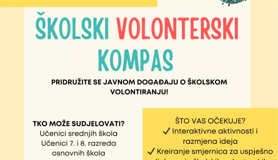 Školski volonterski kompas - najava - vizual - plakat