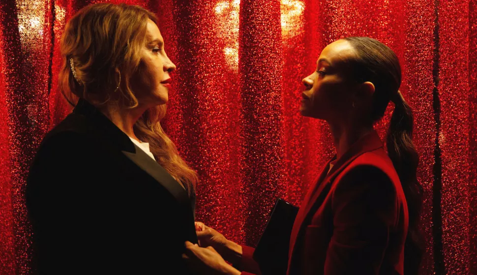 France. Karla Sof?a Gascon and Zoe Saldana in (C) Pathe film, Emilia Perez (2024) Plot:The film follows a Mexican cartel leader enlists a lawyer to help her disappear so that she may transition into a woman Director:  Jacques Audiard Writers:  Jacques Audiard Source:  Jacques Audiard?s libretto Ref:LMK106-090225-007 Supplied by LMKMEDIA. Editorial Only. Landmark Media is not the copyright owner of these Film or TV stills but provides a service only for recognised Media outlets. pictures@lmkmedia.com Photo: Supplied by LMK/ipa-agency.net/IPA