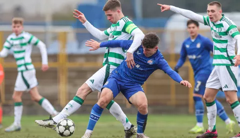 10.12.2024., stadion Iva Laljak-Ivic, Zapresic - UEFA Liga prvaka mladih, grupna faza, GNK Dinamo - Celtic FC. Daniel Cummings, Andjelo Sutalo Photo: Luka Stanzl/PIXSELL