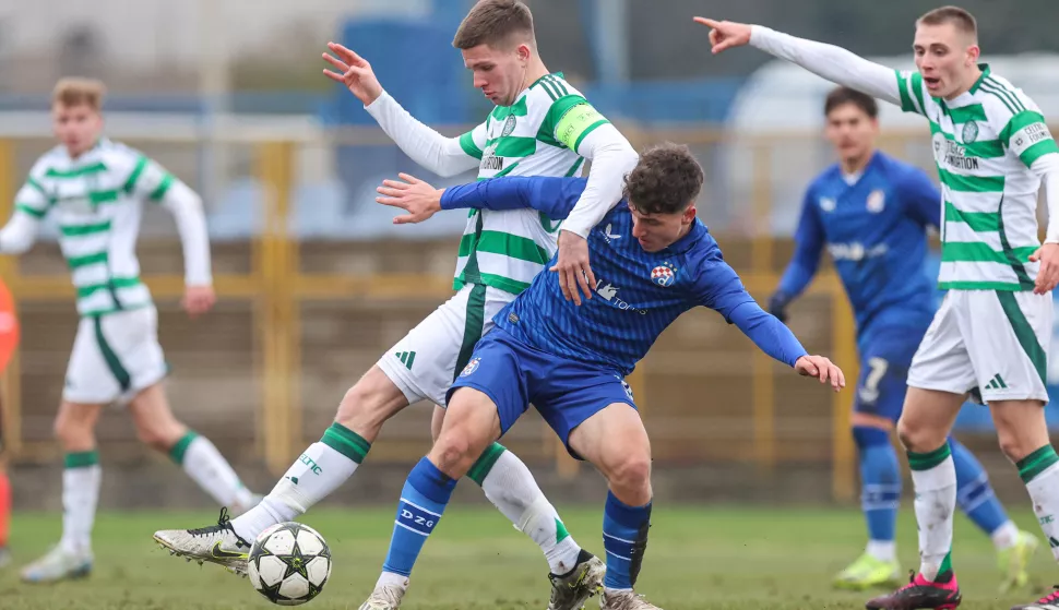 10.12.2024., stadion Iva Laljak-Ivic, Zapresic - UEFA Liga prvaka mladih, grupna faza, GNK Dinamo - Celtic FC. Daniel Cummings, Andjelo Sutalo Photo: Luka Stanzl/PIXSELL