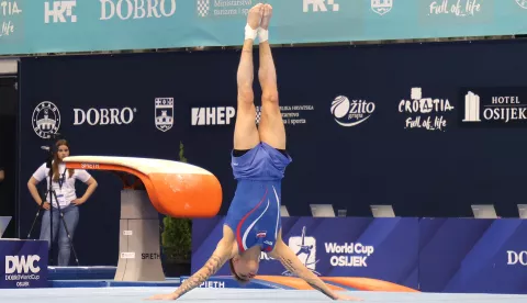 Osijek, 06. 04. 2024., Dvorana Gradski vrt, DOBRO World Cup Osijek, DWC 2024, 1 dan - finale; Benovic AurelSNIMIO BRUNO JOBST