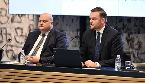 19.12.24., Zagreb - U NSK potpredsjednik Vlade i ministar financija Marko Primorac, te ministar gospodarstva Ante Susnjar odrzali su prezentaciju "Unaprjedjenje upravljanja pravnim osobama u vlasnistvu Republike Hrvatske. Photo: Davorin Visnjic/PIXSELL