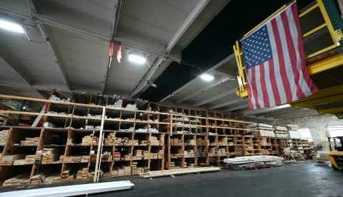 Pre-cut wood on display at lumber store New York, NY, February 3, 2025. President Trump imposed 25% tariff on imports from Mexico and Canada due to take effect after midnight on February 2, but was reminded levies as both countries committed to enforcing control at their borders; Mexico agreed to send 10,00 troops and Canada invest .3b at the shared crossings. Canada is a supplier of lumber. (Photo by Anthony Behar/SipaUSA) Photo: Anthony Behar/SIPA USA
