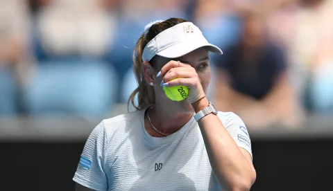 epa11829509 Donna Vekic of Croatia during her round three match against Diana Shnaider of Russia in the 2025 Australian Open tennis tournament in Melbourne, Australia, 17 January 2025. EPA/LUKAS COCH AUSTRALIA AND NEW ZEALAND OUT