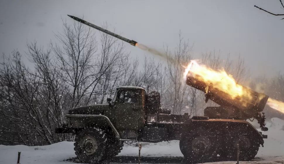 epa11902330 A handout picture made available by the press service of the 24th Mechanized Brigade of the Ukrainian Armed Forces shows the brigade servicemen firing an MRLS BM-21 'Grad' towards Russian army positions near Chasiv Yar, Donetsk region, Ukraine, 16 February 2025 (made available 17 February 2025). EPA/24th Mechanized Brigade HANDOUT 76783HANDOUT EDITORIAL USE ONLY/NO SALES