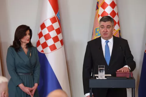  Inauguracija predsjednika Republike Hrvatske Zorana Milanovića koji u utorak u Uredu predsjednika na Pantovčaku polaže prisegu za svoj drugi petogodišnji mandat.foto HINA/ POOL/ Lana SLIVAR DOMINIĆ/ Damir SENČAR/ ds