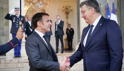 Pariz, 30.10.2023 - Premijer Andrej Plenković, koji boravi u Parizu, sastao se s predsjednikom Francuske Republike Emmanuelom Macronom. foto HINA/ Vlada RH/ ik