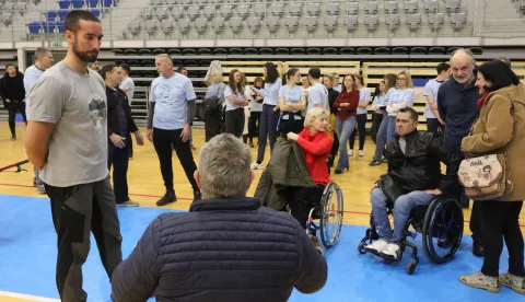 Osijek, 21. 02. 2025, SD Gradski vrt, predstavljanje kolica za planinarenje namjenjenih osobama s invaliditetom koje je konstruirao i napravio Matej Ebner...snimio GOJKO MITIĆ