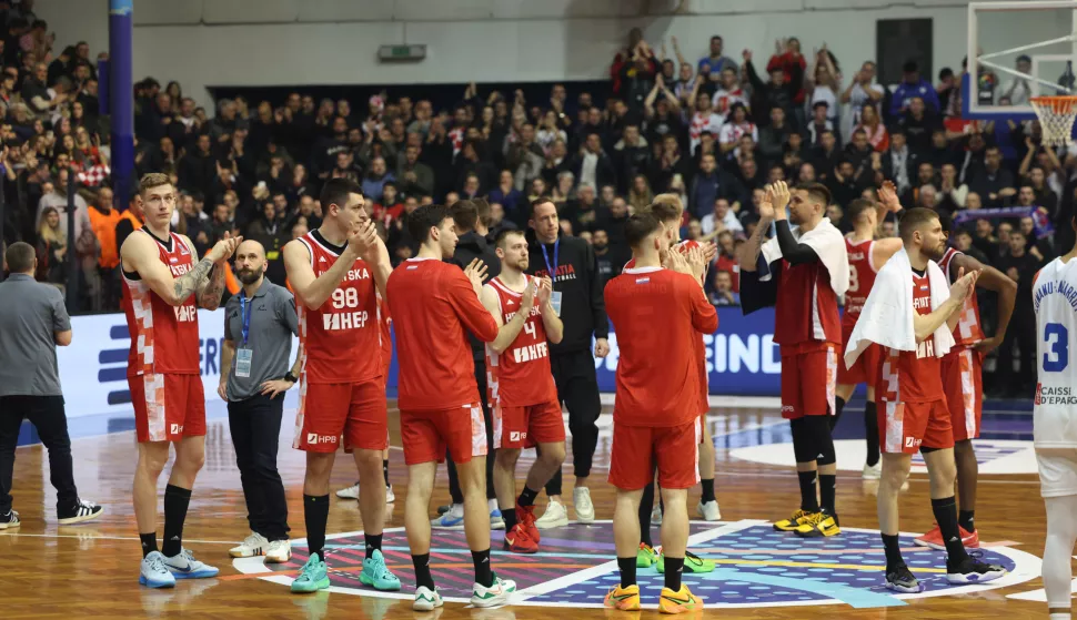 Zadar, 21.02.2025. - Dvorana Jazine, kvalifikacijska utakmica za Europsko prvenstvo u košarci 2025. godine između Hrvatske i Francuske.Na fotografiji: Foto HINA/Zvonko KUCELIN