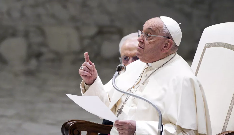 epa11818093 Pope Francis leads the Jubilee Audience at the Paul VI Hall, Vatican City, 11 January 2025. EPA/ANGELO CARCONI