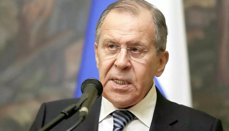 epa06636116 Russian Foreign Minister Sergei Lavrov attends a news conference after his meeting with UN Special Envoy for Syria Staffan de Mistura in Moscow, Russia, 29 March 2018. EPA/SERGEI CHIRIKOV