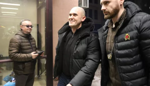 Osijek, 26. 02. 2025, Općinsko državno odvjetništvo u Osijeku. Privođenje Josipa Dabre.snimio GOJKO MITIĆ