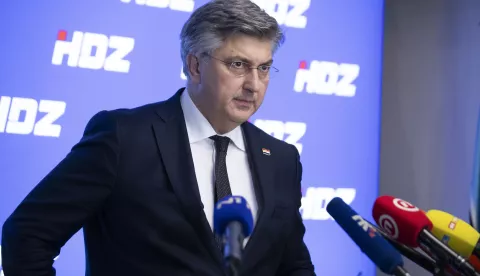 Zagreb, 04.03.2025 - Izjava predsjednika nakon zajedničke sjednice Predsjedništva i Nacionalnog odbora HDZ-a. Na fotografiji Andrej Plenković.foto HINA/ Daniel KASAP/ dk