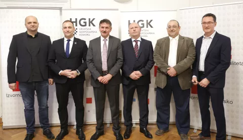 Osijek, 06. 03. 2025., HGK, proljetna sjetva, sjetva, press, Goran Jukić; David Vlajčić; Zoran Kovačević; Bojan Stipešević; Igor MikulićSNIMIO BRUNO JOBST