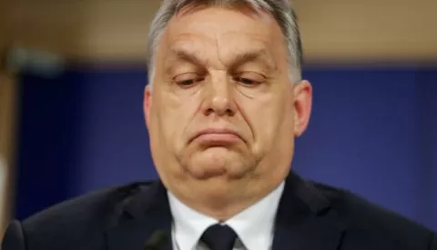 epa09048482 (FILE) Hungarian Prime Minister Viktor Orban gives a press conference at the end of the European People's Party (EPP) Political Assembly at the European Parliament in Brussels, Belgium, 20 March 2019 (reissued 03 March 2021). Hungary's ruling rightwing Fidesz party announced 03 March 2021 it will leave the main centre-right political grouping in the European parliament after the European People's party (EPP) voted to change its internal laws on excluding members. EPA/STEPHANIE LECOCQ *** Local Caption *** 55069211