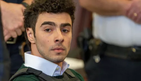 Luigi Mangione, the suspect in the killing of UnitedHealth Group chief executive Brian Thompson, appears in Manhattan Supreme Court on New York state murder and terrorism charges in New York City, U.S., February 21, 2025. Steven Hirsch/Pool via REUTERS  TPX IMAGES OF THE DAY Photo: Steven Hirsch/REUTERS