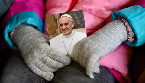 epa11938664 A person holds a picture of Pope Francis as faithful attend a Rosary prayer for the health of the pontiff at St. Peter's Square in Vatican City, 03 March 2025. Pope Francis was admitted to the Agostino Gemelli Hospital in Rome on 14 February 2025 due to a respiratory tract infection. EPA/ALESSANDRO DI MEO