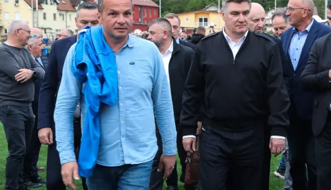 15.05.2023. Zabok - Predsjednik Republike Hrvatske Zoran Milanovic posjetio je Sportsko-rekreacijski centar Zaseka i stadion NK Mladost Photo: Zeljko Hladika/PIXSELL
