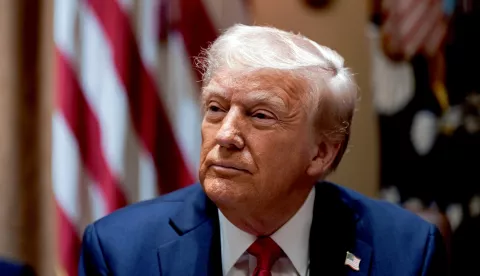 epa11926045 US President Donald Trump attends a cabinet meeting at the White House in Washington, DC, USA, 26 February 2025. EPA/AL DRAGO/POOL