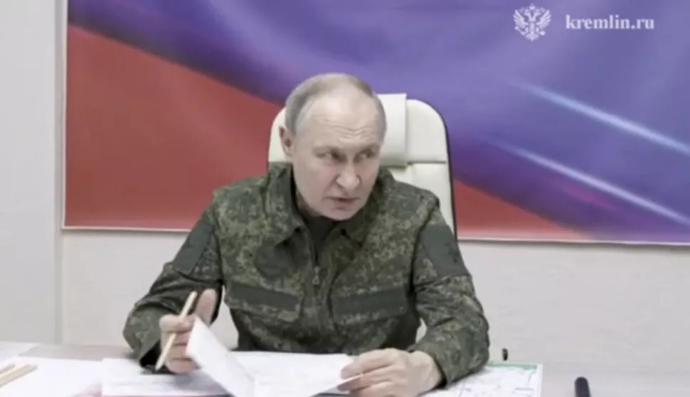 epa11959556 A still image taken from a handout video provided by the Russian Presidential Press Service shows Russian President Vladimir Putin visiting military headquarters in the Kursk region, Russia, 12 March 2025. EPA/RUSSIAN PRESIDENT PRESS SERVICE HANDOUT -- BEST QUALITY AVAILABLE -- MANDATORY CREDIT -- HANDOUT EDITORIAL USE ONLY/NO SALES