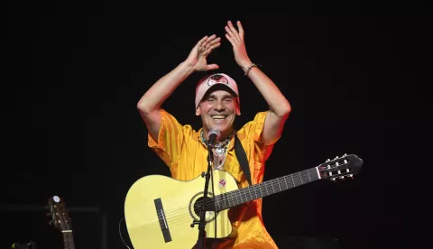 French musician Manu Chao performs live in trio on May 3, 2023 in Beauvais, north of Paris, France. Chao is on an acoustic tour in atypical and alternative places and with cheap 22 Euros seats against the current inflation on the tickets. Photo by Lionel Urman/ABACAPRESS.COM Photo: Urman Lionel/ABACA/ABACA