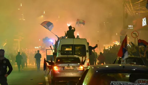 16, March, 2025, Nis - The students who arrived in Belgrade on foot returned to Nis where they were welcomed. Photo: Radule Perisic/ATAImages16, mart, 2025, Nis - Studenti koji su u Beograd stigli peske vratili su se u Nis gde im je priredjen docek. Photo: Radule Perisic/ATAImages Photo: Radule Perisic/ATAImages/PIXSELL